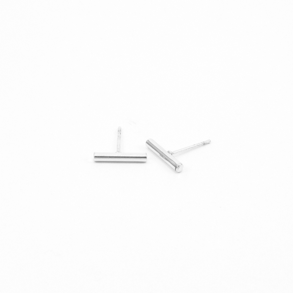 Silver Bar Ear Climber Earrings Small Line Studs